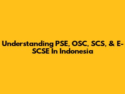 Understanding PSE, OSC, SCS, & E-SCSE In Indonesia