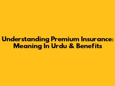 Understanding Premium Insurance: Meaning In Urdu & Benefits