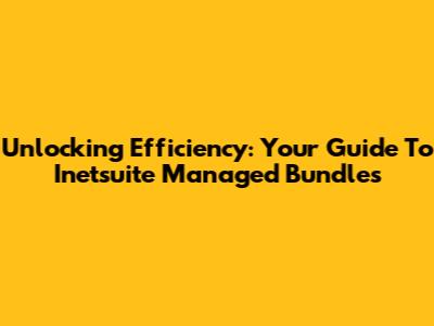 Unlocking Efficiency: Your Guide To Inetsuite Managed Bundles