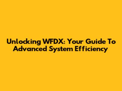 Unlocking WFDX: Your Guide To Advanced System Efficiency