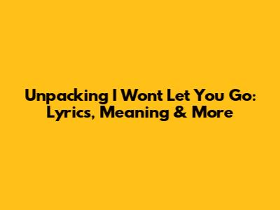 Unpacking 'I Won't Let You Go': Lyrics, Meaning & More