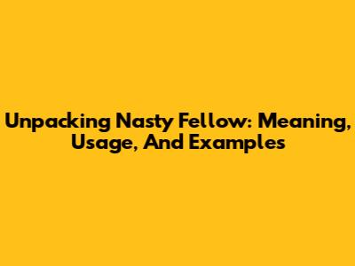 Unpacking 'Nasty Fellow': Meaning, Usage, And Examples
