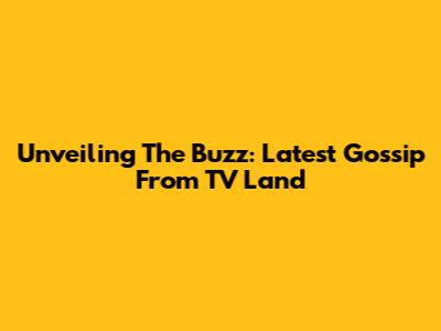 Unveiling The Buzz: Latest Gossip From TV Land