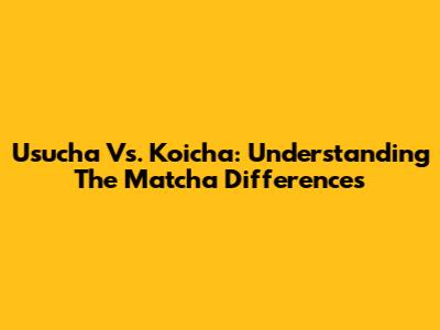 Usucha Vs. Koicha: Understanding The Matcha Differences