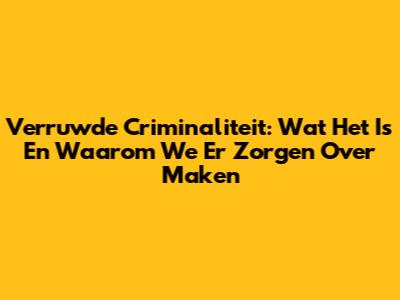 Verruwde Criminaliteit: Wat Het Is En Waarom We Er Zorgen Over Maken