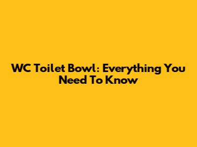 WC Toilet Bowl: Everything You Need To Know