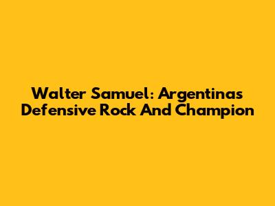 Walter Samuel: Argentina's Defensive Rock And Champion