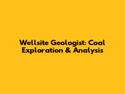 Wellsite Geologist: Coal Exploration & Analysis