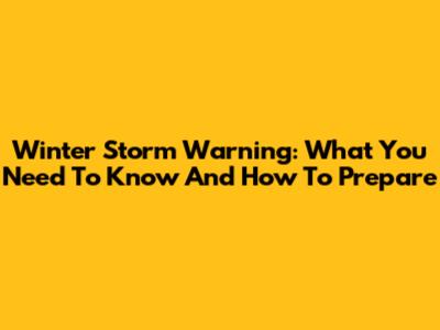 Winter Storm Warning: What You Need To Know And How To Prepare