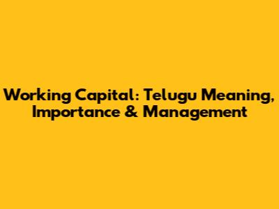 Working Capital: Telugu Meaning, Importance & Management
