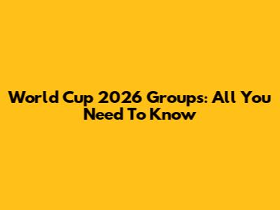 World Cup 2026 Groups: All You Need To Know
