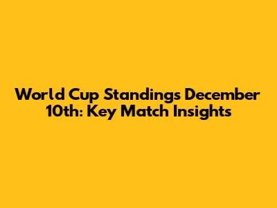 World Cup Standings December 10th: Key Match Insights
