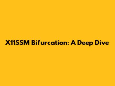 X11SSM Bifurcation: A Deep Dive