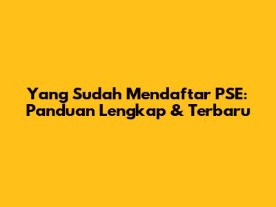 Yang Sudah Mendaftar PSE: Panduan Lengkap & Terbaru