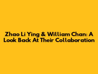 Zhao Li Ying & William Chan: A Look Back At Their Collaboration